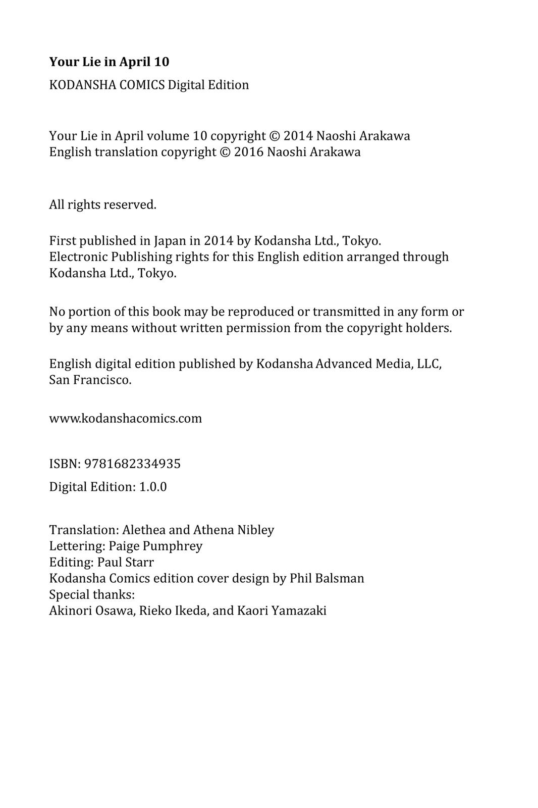 Read Your Lie in April EN Manga Online